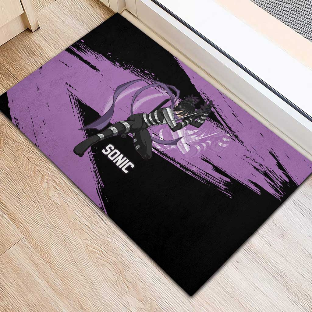 Sonic One Punch Man Anime Purple and Black Theme Rubber Doormat with Stealth Pose and High-Speed Ninja Design - The Mazicc