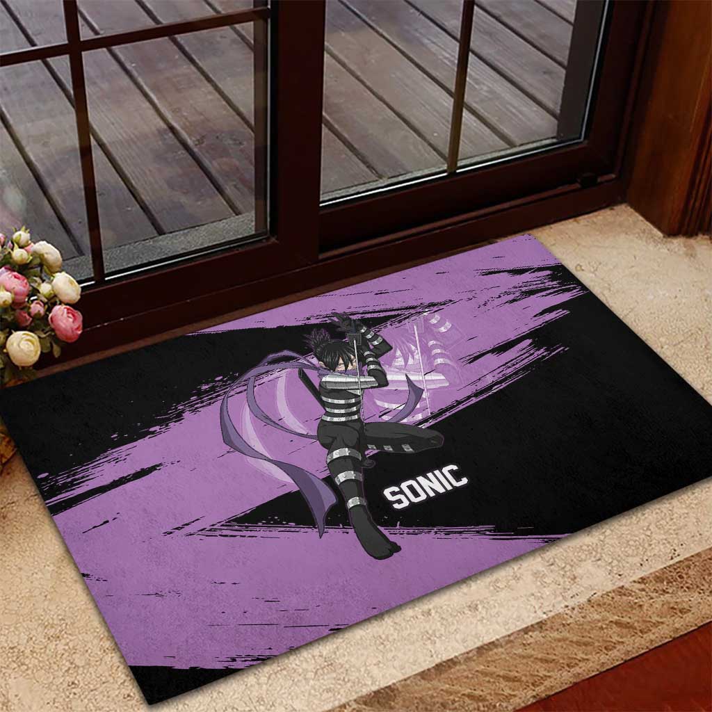 Sonic One Punch Man Anime Purple and Black Theme Rubber Doormat with Stealth Pose and High-Speed Ninja Design - The Mazicc