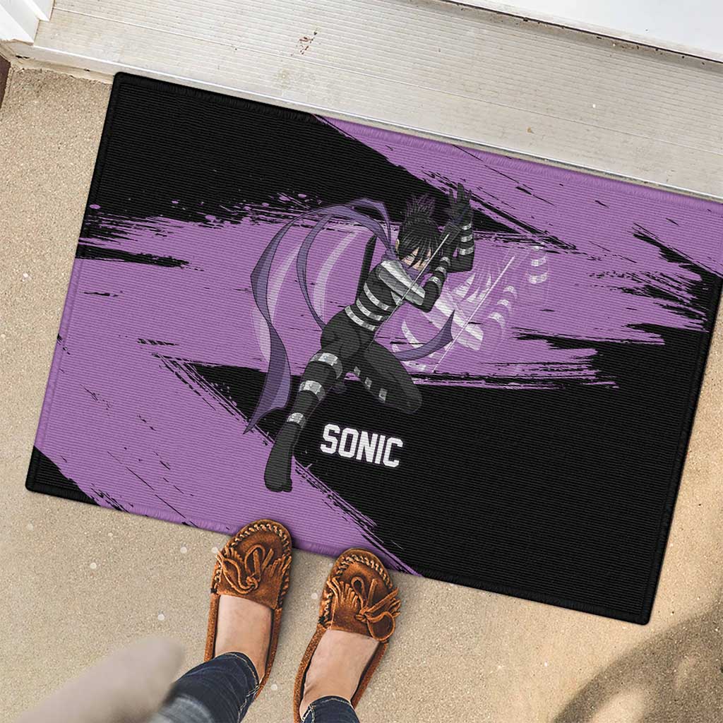 Sonic One Punch Man Anime Purple and Black Theme Rubber Doormat with Stealth Pose and High-Speed Ninja Design - The Mazicc