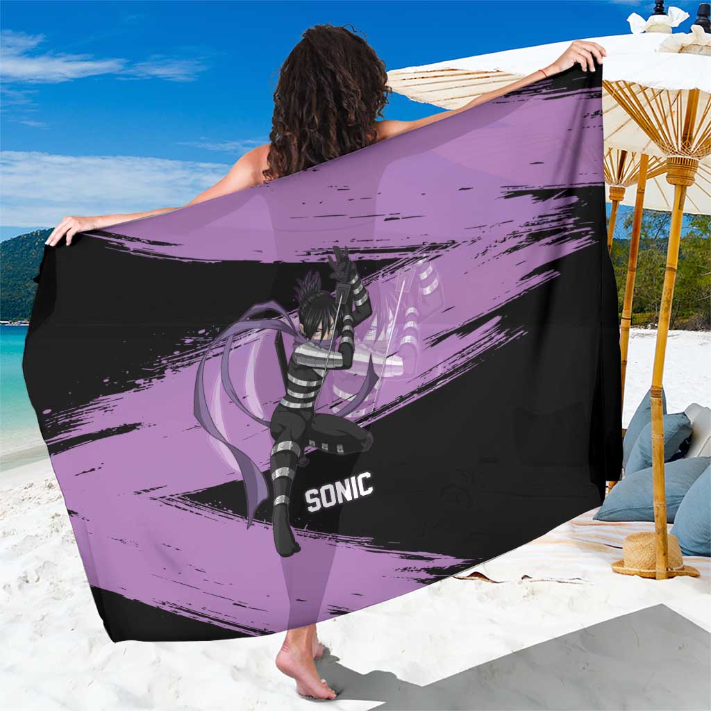 Sonic One Punch Man Anime Purple and Black Theme Sarong with Stealth Pose and High-Speed Ninja Design - The Mazicc