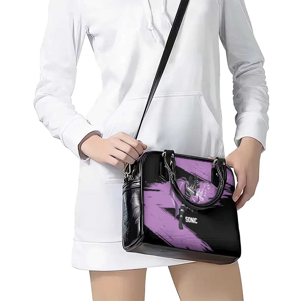 Sonic One Punch Man Anime Purple and Black Theme Shoulder Handbag with Stealth Pose and High-Speed Ninja Design - The Mazicc