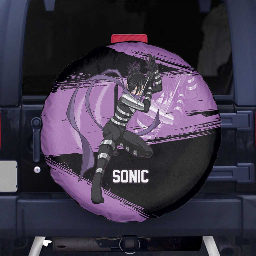 Sonic One Punch Man Anime Purple and Black Theme Spare Tire Cover with Stealth Pose and High-Speed Ninja Design - The Mazicc