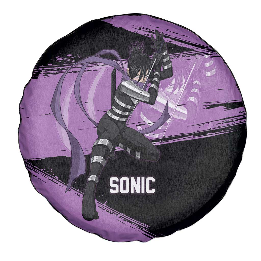 Sonic One Punch Man Anime Purple and Black Theme Spare Tire Cover with Stealth Pose and High-Speed Ninja Design - The Mazicc