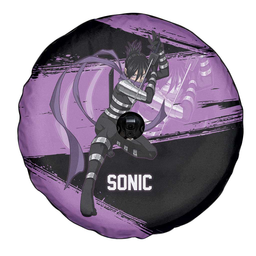 Sonic One Punch Man Anime Purple and Black Theme Spare Tire Cover with Stealth Pose and High-Speed Ninja Design - The Mazicc