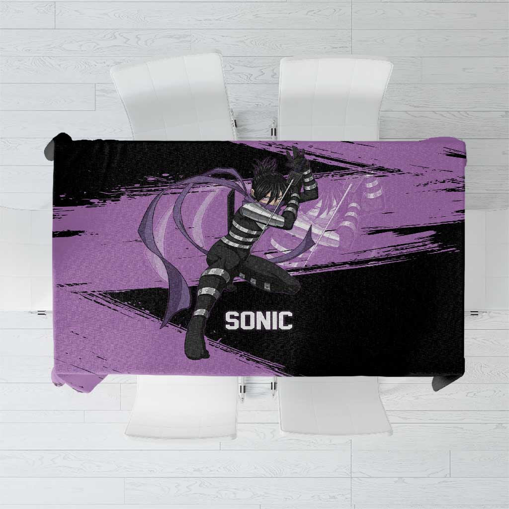 Sonic One Punch Man Anime Purple and Black Theme Tablecloth with Stealth Pose and High-Speed Ninja Design - The Mazicc