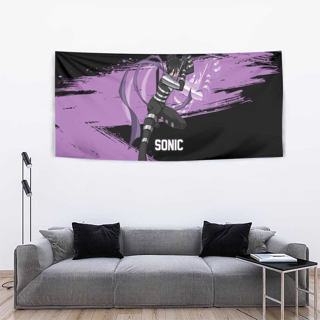 Sonic One Punch Man Anime Purple and Black Theme Tapestry with Stealth Pose and High-Speed Ninja Design - The Mazicc