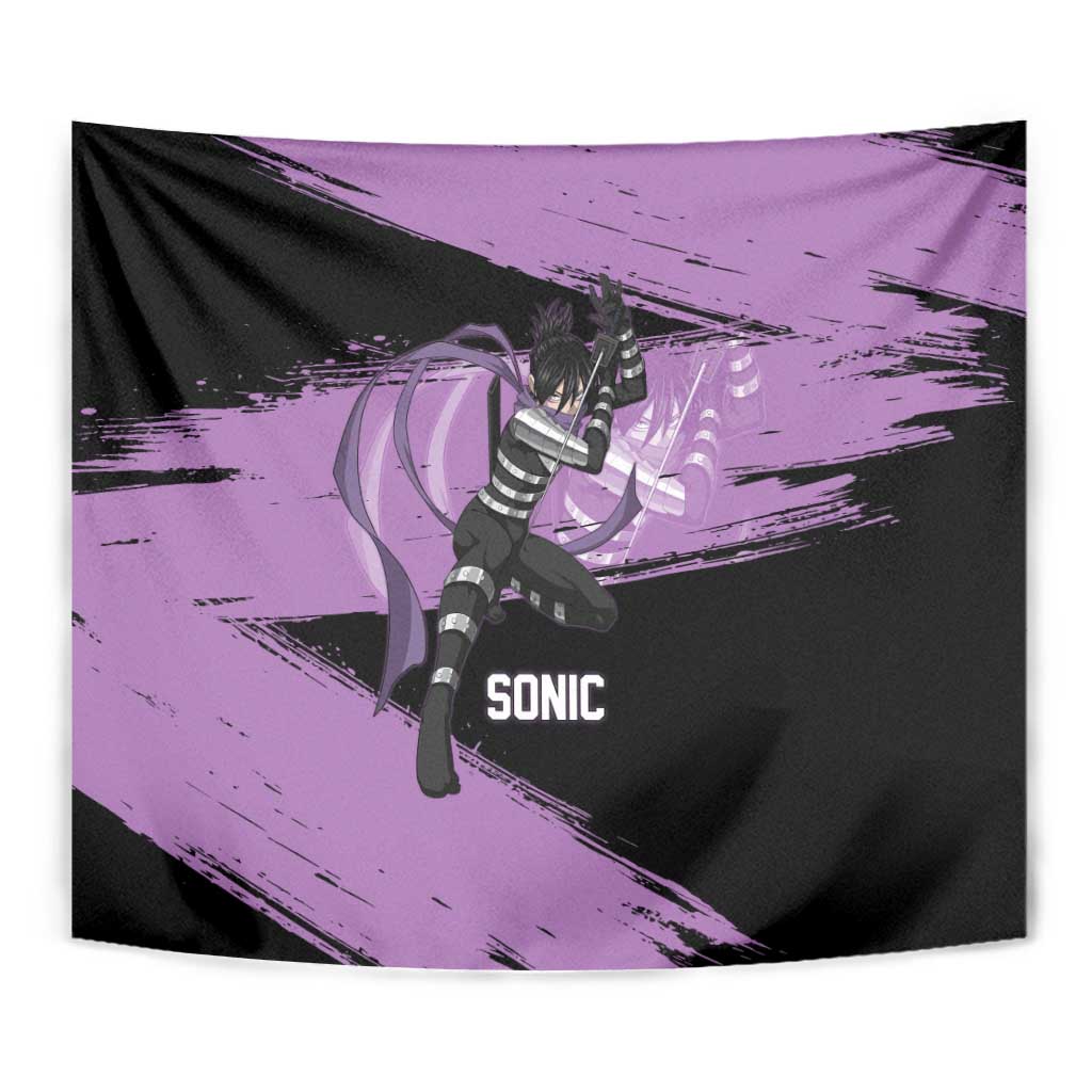 Sonic One Punch Man Anime Purple and Black Theme Tapestry with Stealth Pose and High-Speed Ninja Design - The Mazicc