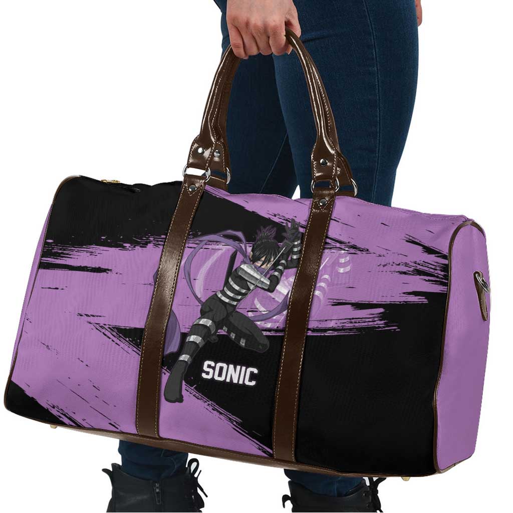 Sonic One Punch Man Anime Purple and Black Theme Travel Bag with Stealth Pose and High-Speed Ninja Design - The Mazicc