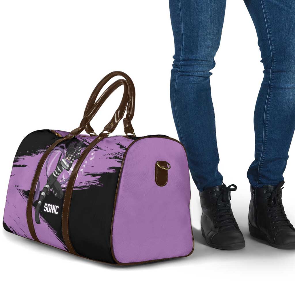 Sonic One Punch Man Anime Purple and Black Theme Travel Bag with Stealth Pose and High-Speed Ninja Design - The Mazicc