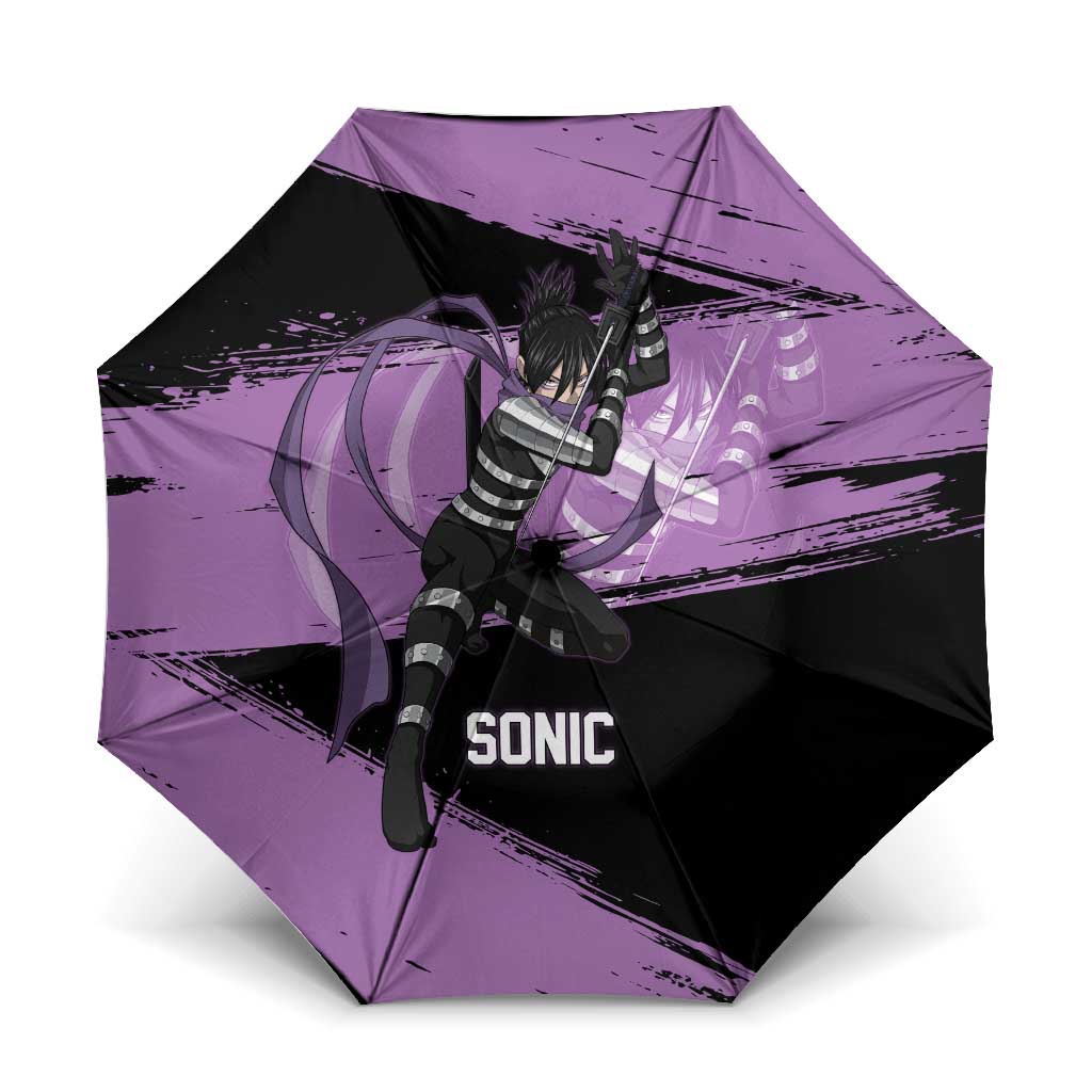 Sonic One Punch Man Anime Purple and Black Theme Umbrella with Stealth Pose and High-Speed Ninja Design - The Mazicc