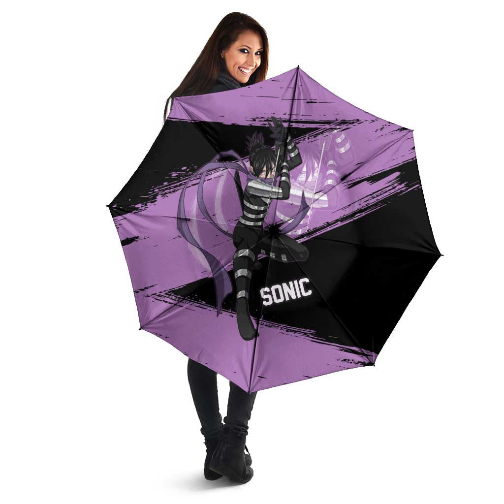 Sonic One Punch Man Anime Purple and Black Theme Umbrella with Stealth Pose and High-Speed Ninja Design - The Mazicc