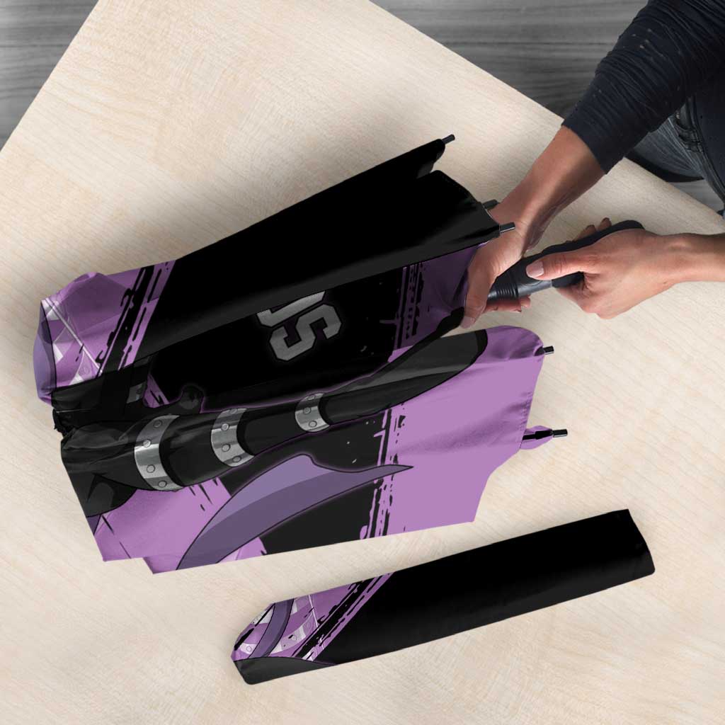 Sonic One Punch Man Anime Purple and Black Theme Umbrella with Stealth Pose and High-Speed Ninja Design - The Mazicc