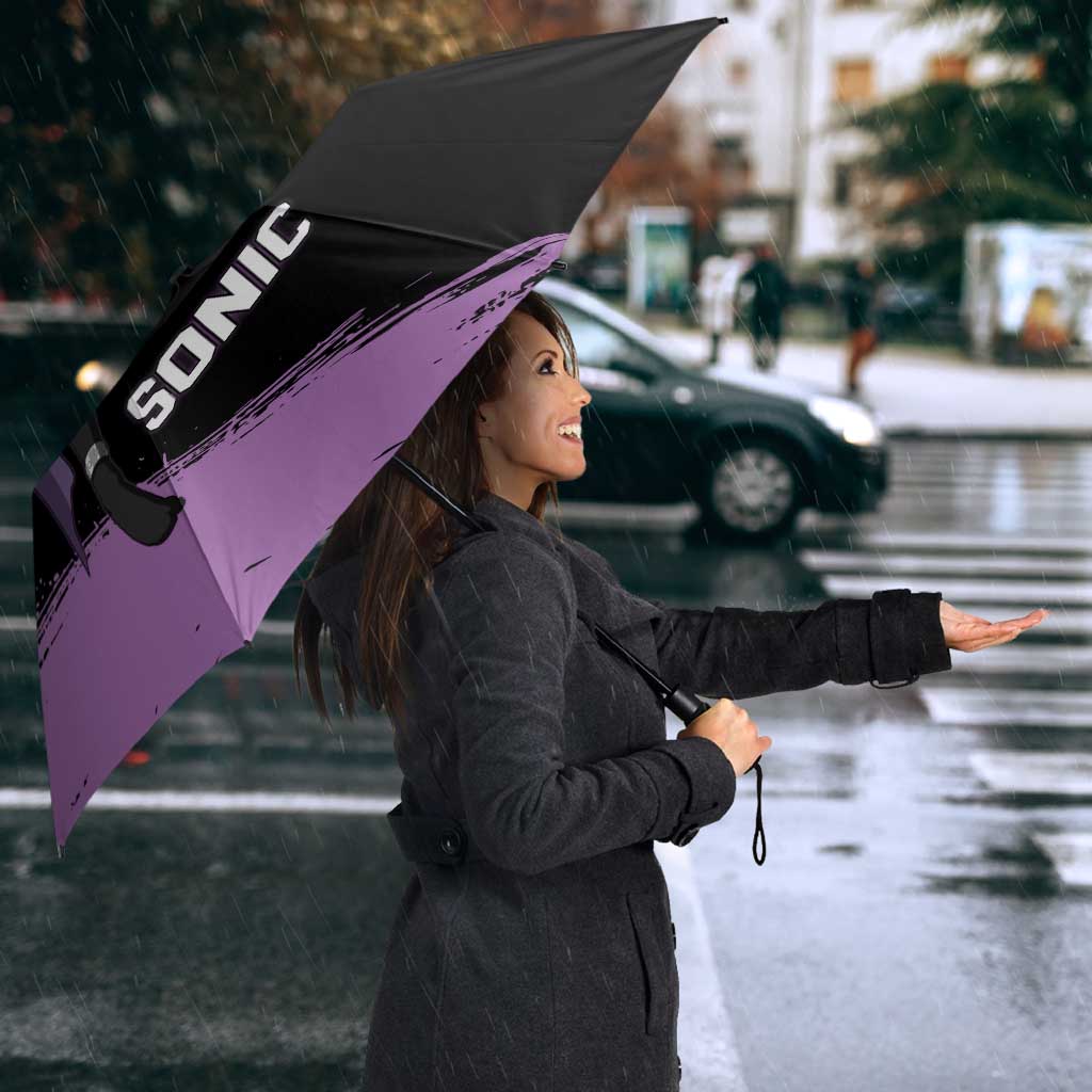 Sonic One Punch Man Anime Purple and Black Theme Umbrella with Stealth Pose and High-Speed Ninja Design - The Mazicc