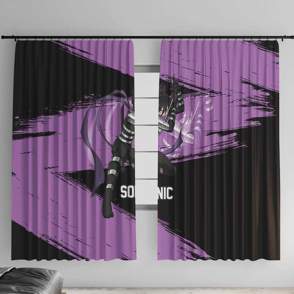 Sonic One Punch Man Anime Purple and Black Theme Window Curtain with Stealth Pose and High-Speed Ninja Design - The Mazicc