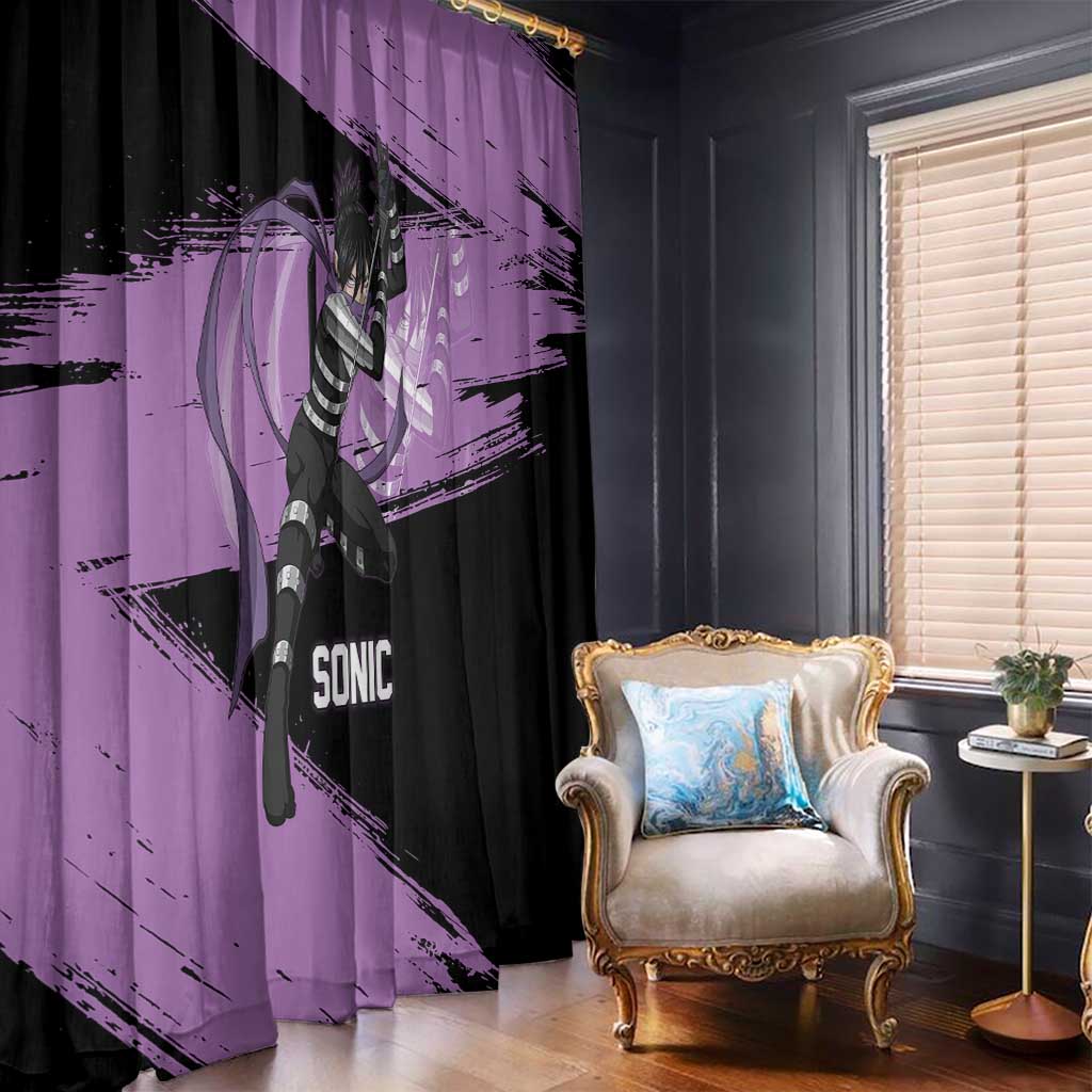 Sonic One Punch Man Anime Purple and Black Theme Window Curtain with Stealth Pose and High-Speed Ninja Design - The Mazicc