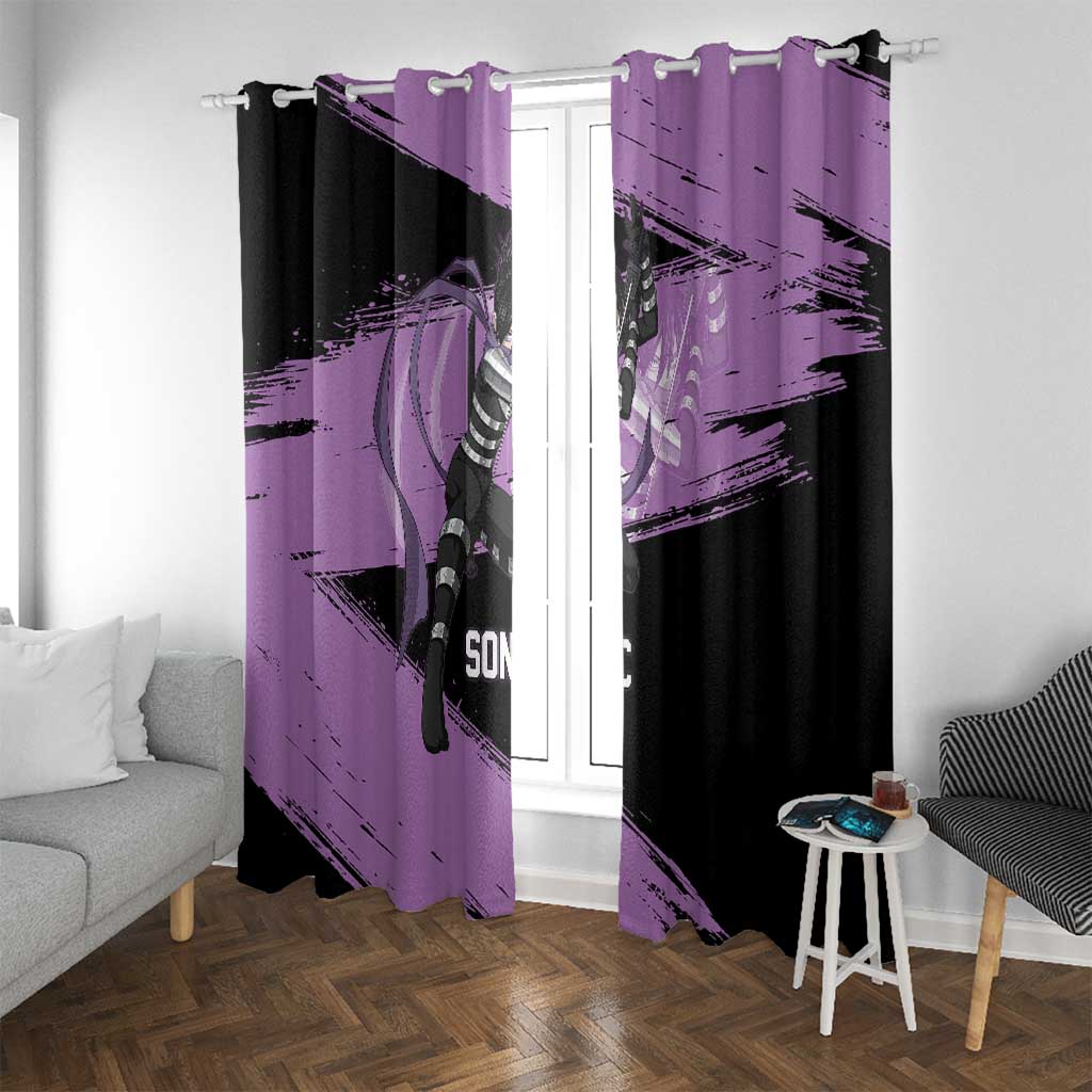Sonic One Punch Man Anime Purple and Black Theme Window Curtain with Stealth Pose and High-Speed Ninja Design - The Mazicc