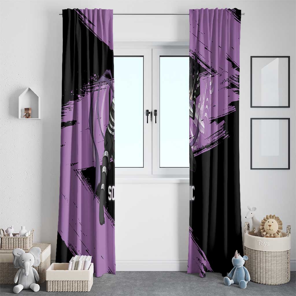 Sonic One Punch Man Anime Purple and Black Theme Window Curtain with Stealth Pose and High-Speed Ninja Design - The Mazicc