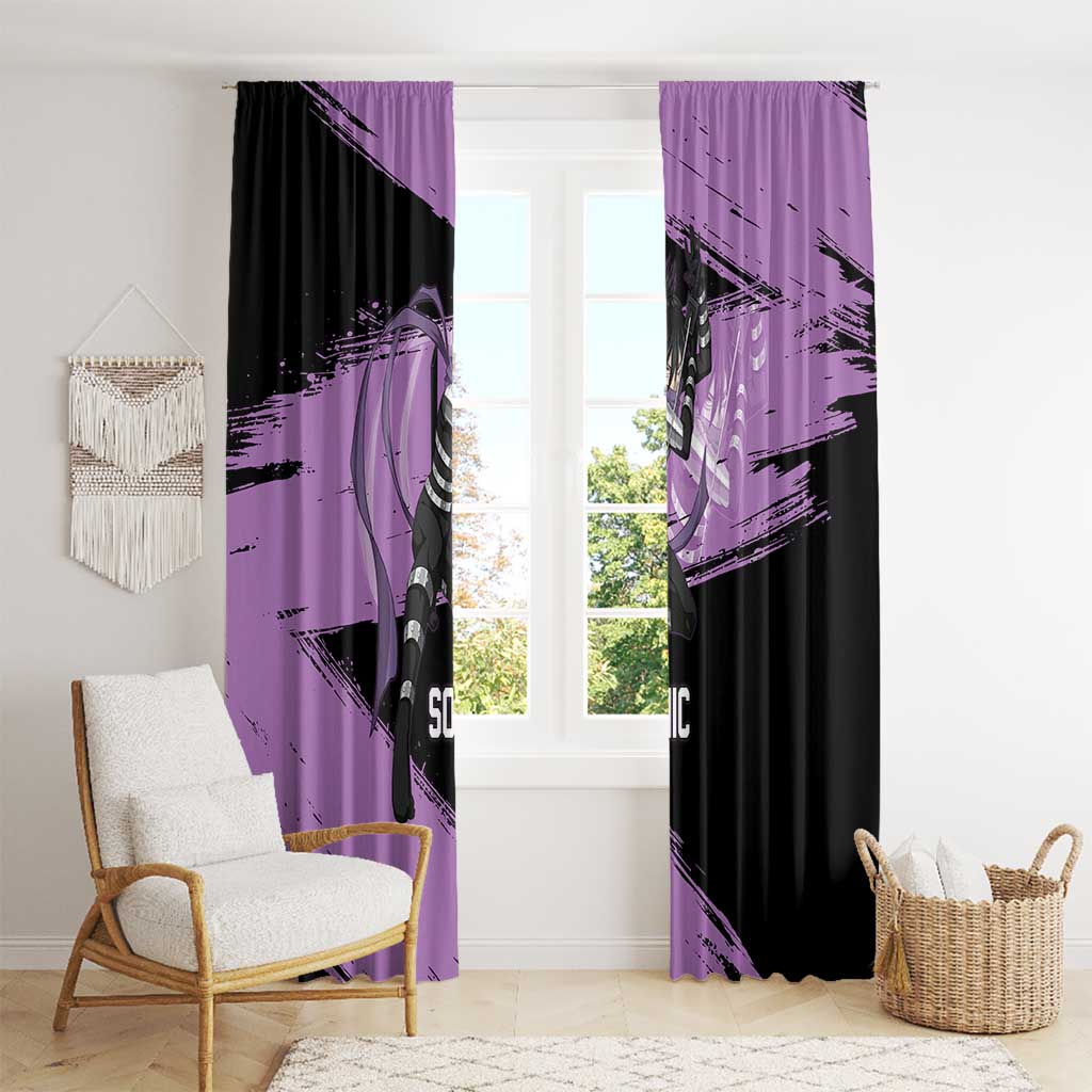 Sonic One Punch Man Anime Purple and Black Theme Window Curtain with Stealth Pose and High-Speed Ninja Design - The Mazicc