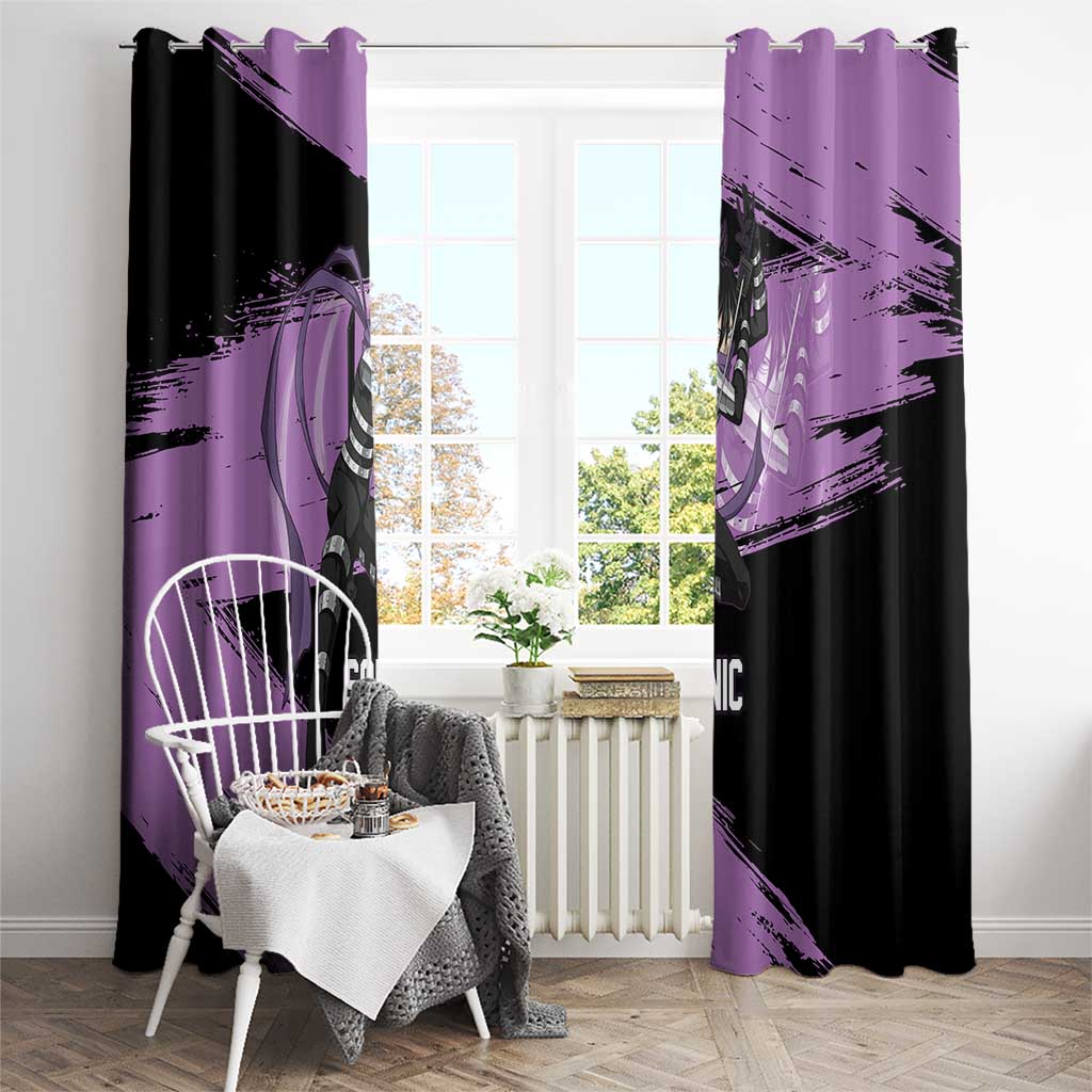 Sonic One Punch Man Anime Purple and Black Theme Window Curtain with Stealth Pose and High-Speed Ninja Design - The Mazicc