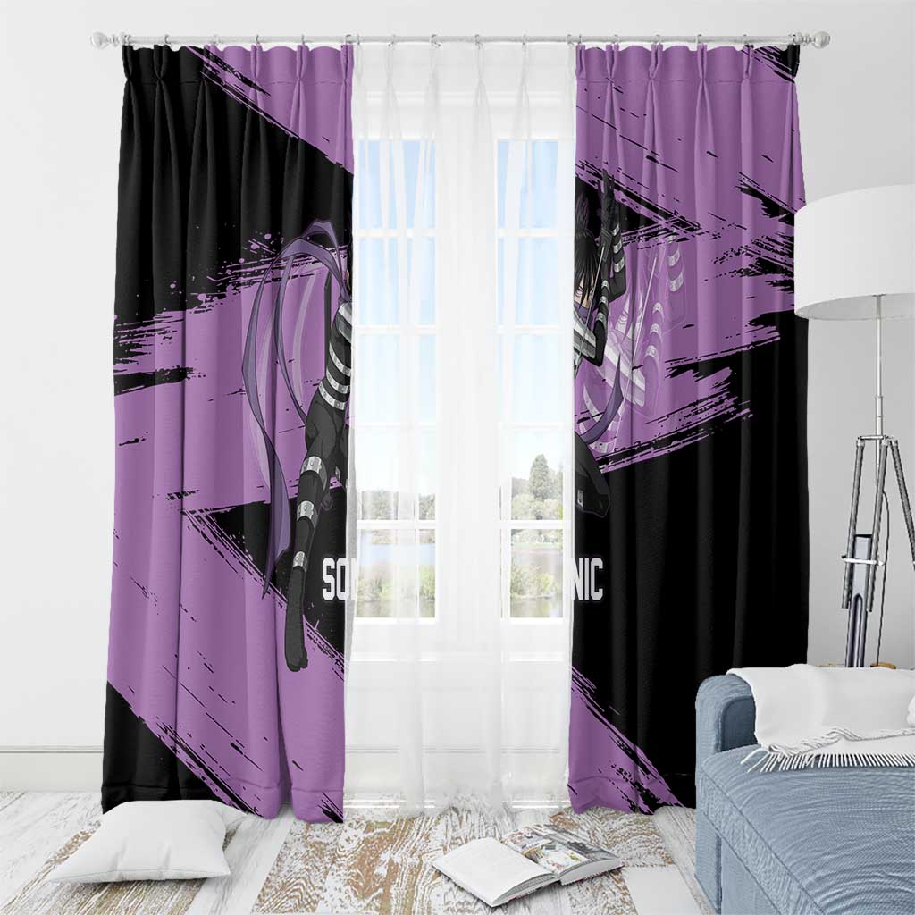 Sonic One Punch Man Anime Purple and Black Theme Window Curtain with Stealth Pose and High-Speed Ninja Design - The Mazicc