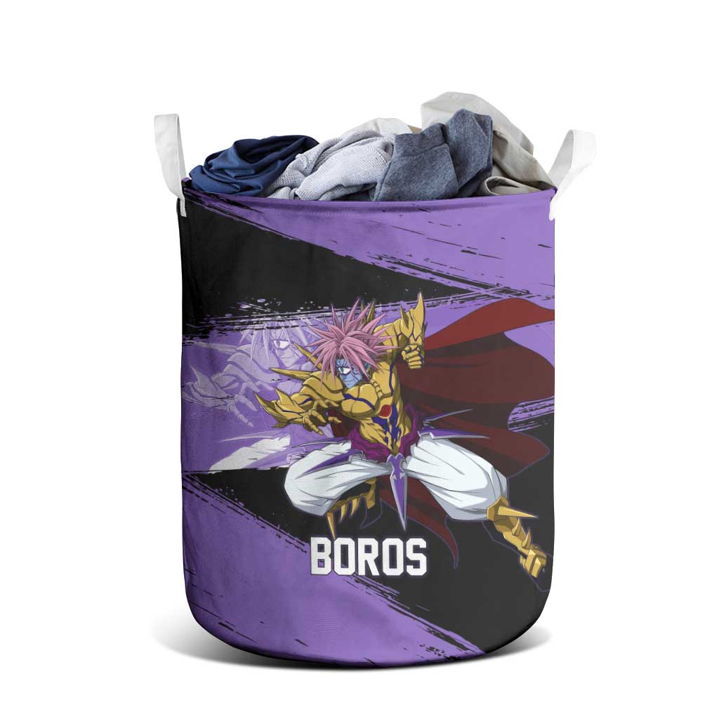 Boros One Punch Man Anime Purple and Black Theme Laundry Basket with Galactic Overlord Design and Intense Battle Stance - The Mazicc