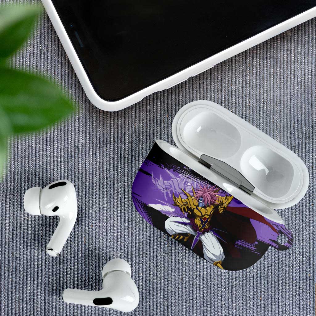 Boros One Punch Man Anime Purple and Black Theme AirPods Case with Galactic Overlord Design and Intense Battle Stance - The Mazicc
