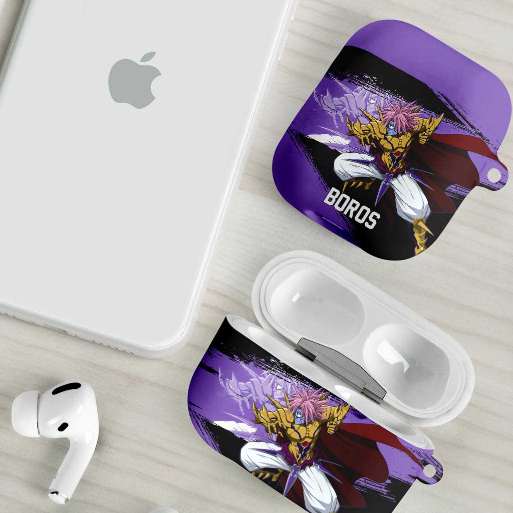 Boros One Punch Man Anime Purple and Black Theme AirPods Case with Galactic Overlord Design and Intense Battle Stance - The Mazicc