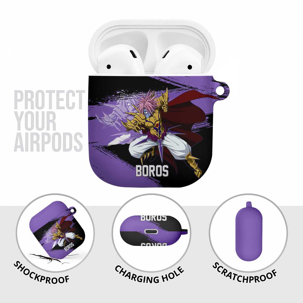 Boros One Punch Man Anime Purple and Black Theme AirPods Case with Galactic Overlord Design and Intense Battle Stance - The Mazicc