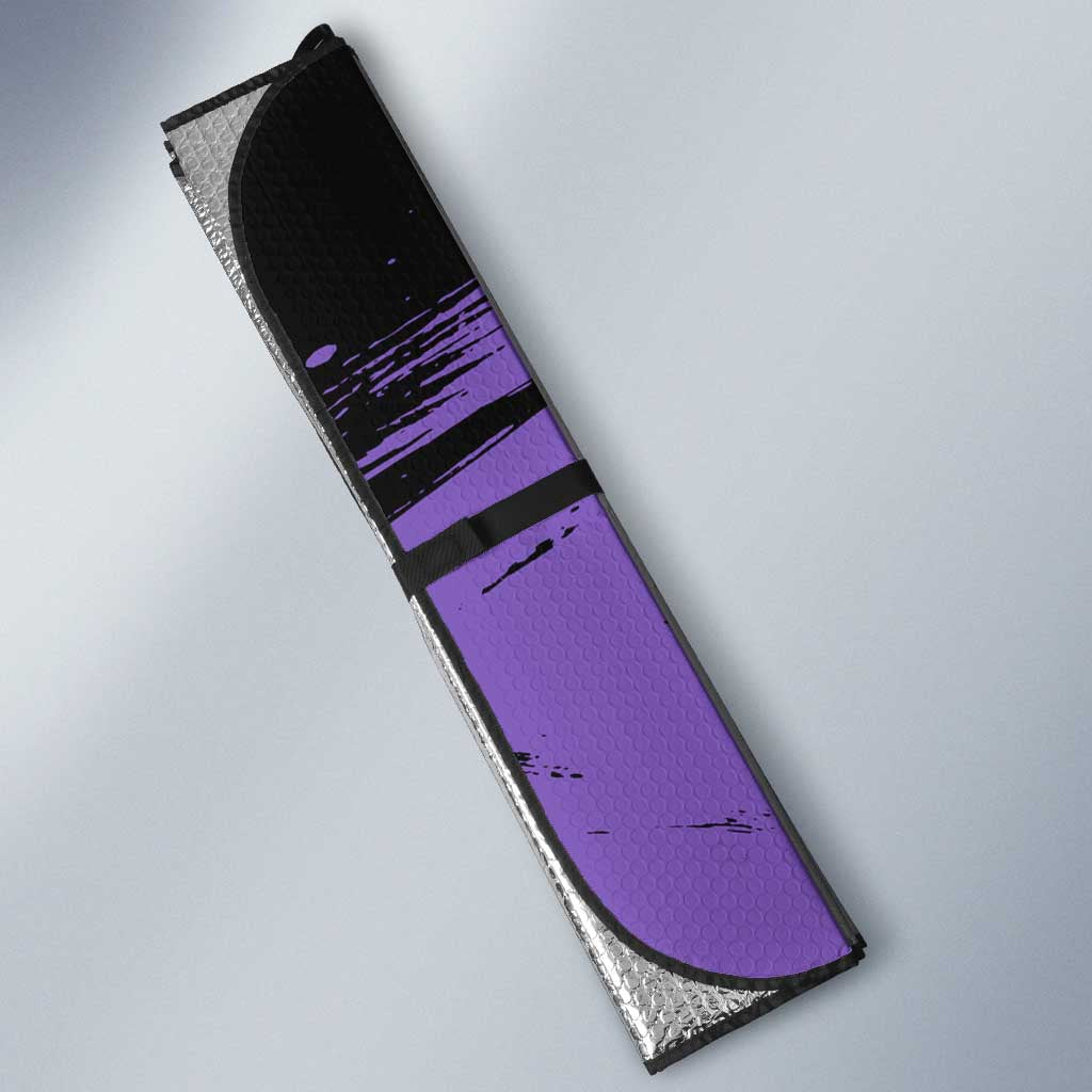 Boros One Punch Man Anime Purple and Black Theme Auto Sun Shade with Galactic Overlord Design and Intense Battle Stance - The Mazicc