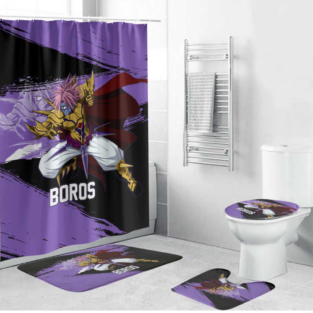 Boros One Punch Man Anime Purple and Black Theme Bathroom Set with Galactic Overlord Design and Intense Battle Stance - The Mazicc