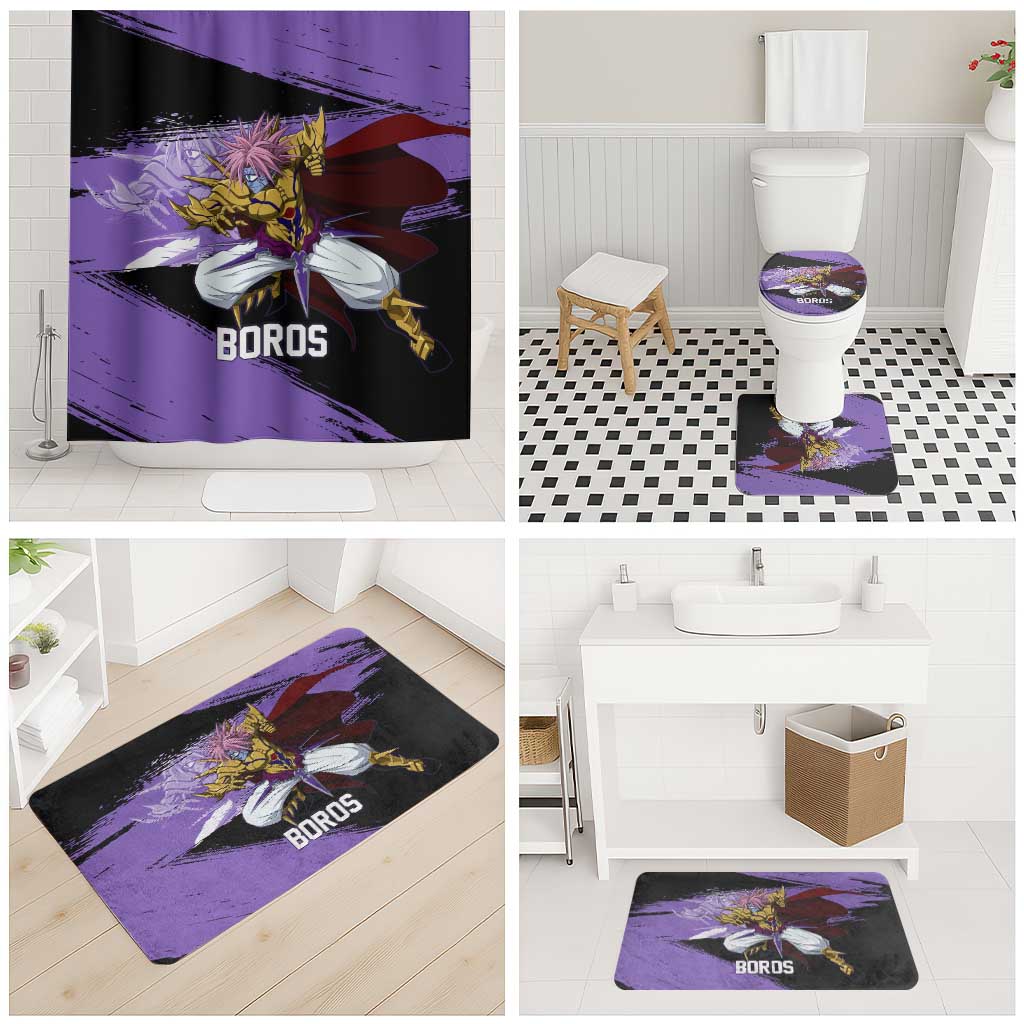 Boros One Punch Man Anime Purple and Black Theme Bathroom Set with Galactic Overlord Design and Intense Battle Stance - The Mazicc