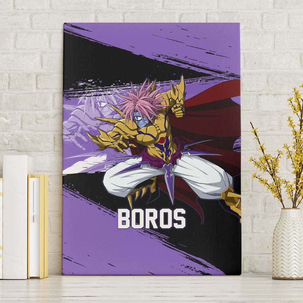 Boros One Punch Man Anime Purple and Black Theme Canvas Wall Art with Galactic Overlord Design and Intense Battle Stance - The Mazicc