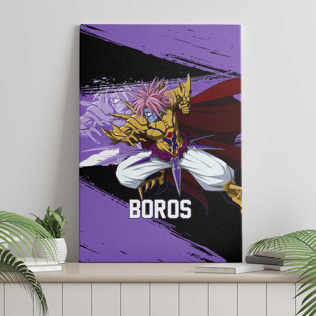 Boros One Punch Man Anime Purple and Black Theme Canvas Wall Art with Galactic Overlord Design and Intense Battle Stance - The Mazicc