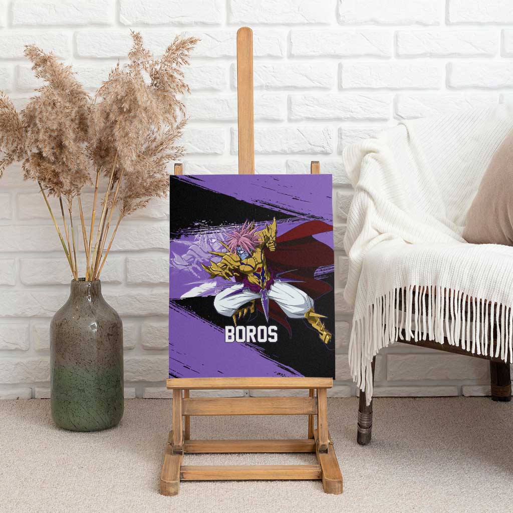Boros One Punch Man Anime Purple and Black Theme Canvas Wall Art with Galactic Overlord Design and Intense Battle Stance - The Mazicc