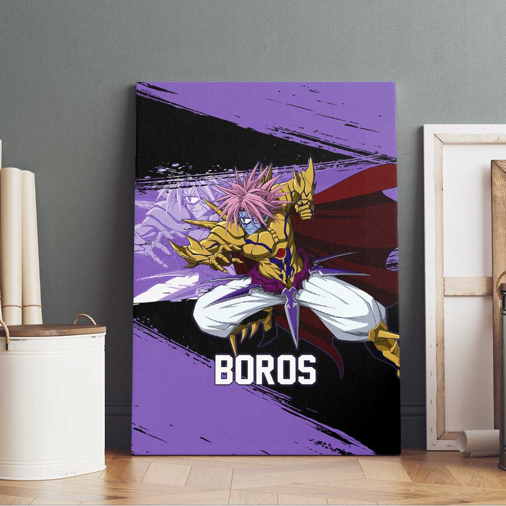 Boros One Punch Man Anime Purple and Black Theme Canvas Wall Art with Galactic Overlord Design and Intense Battle Stance - The Mazicc