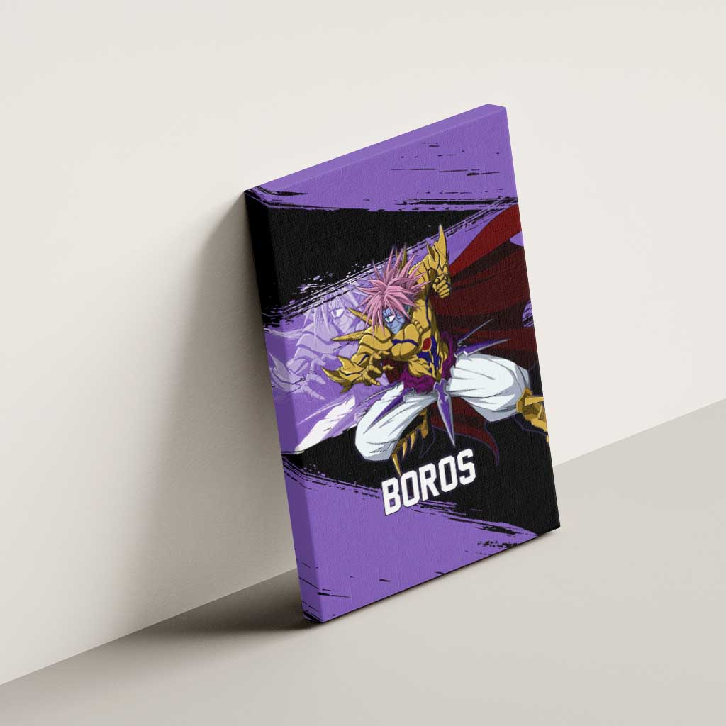 Boros One Punch Man Anime Purple and Black Theme Canvas Wall Art with Galactic Overlord Design and Intense Battle Stance - The Mazicc
