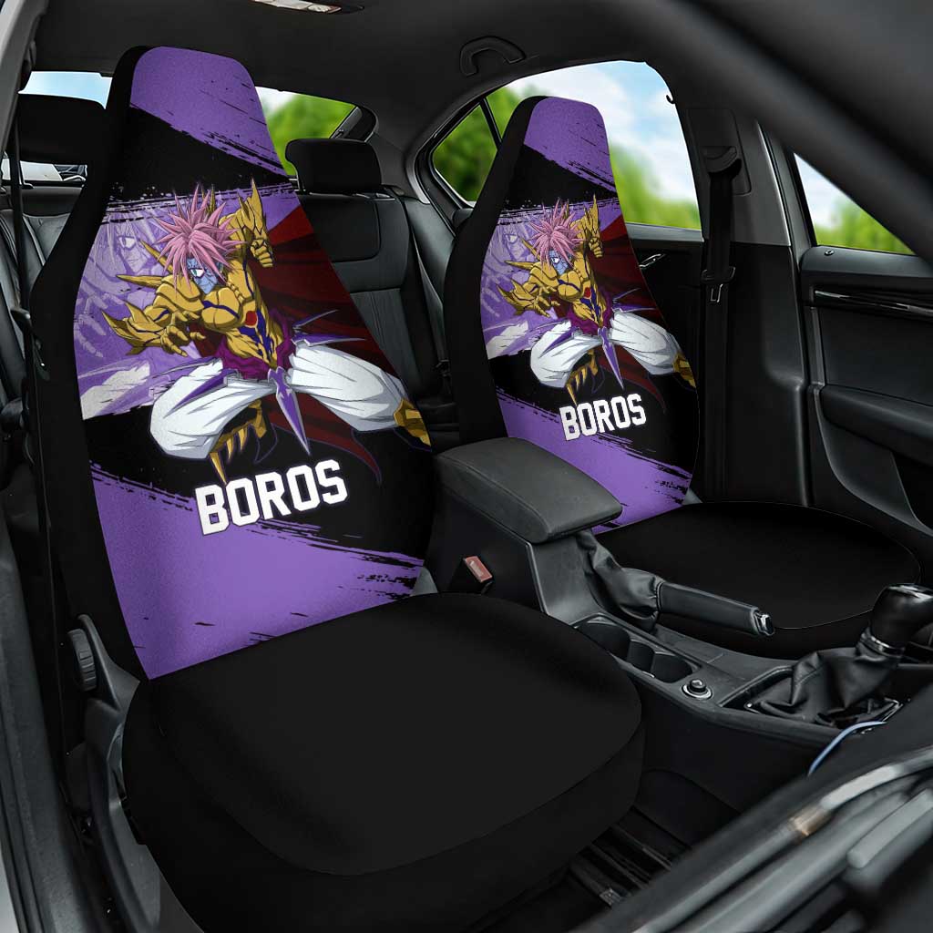 Boros One Punch Man Anime Purple and Black Theme Car Seat Cover with Galactic Overlord Design and Intense Battle Stance - The Mazicc