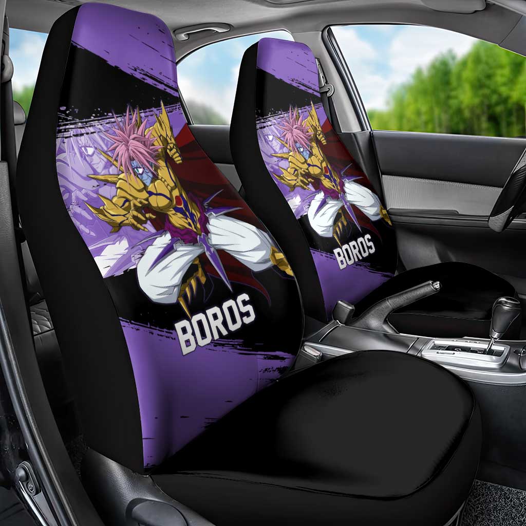 Boros One Punch Man Anime Purple and Black Theme Car Seat Cover with Galactic Overlord Design and Intense Battle Stance - The Mazicc