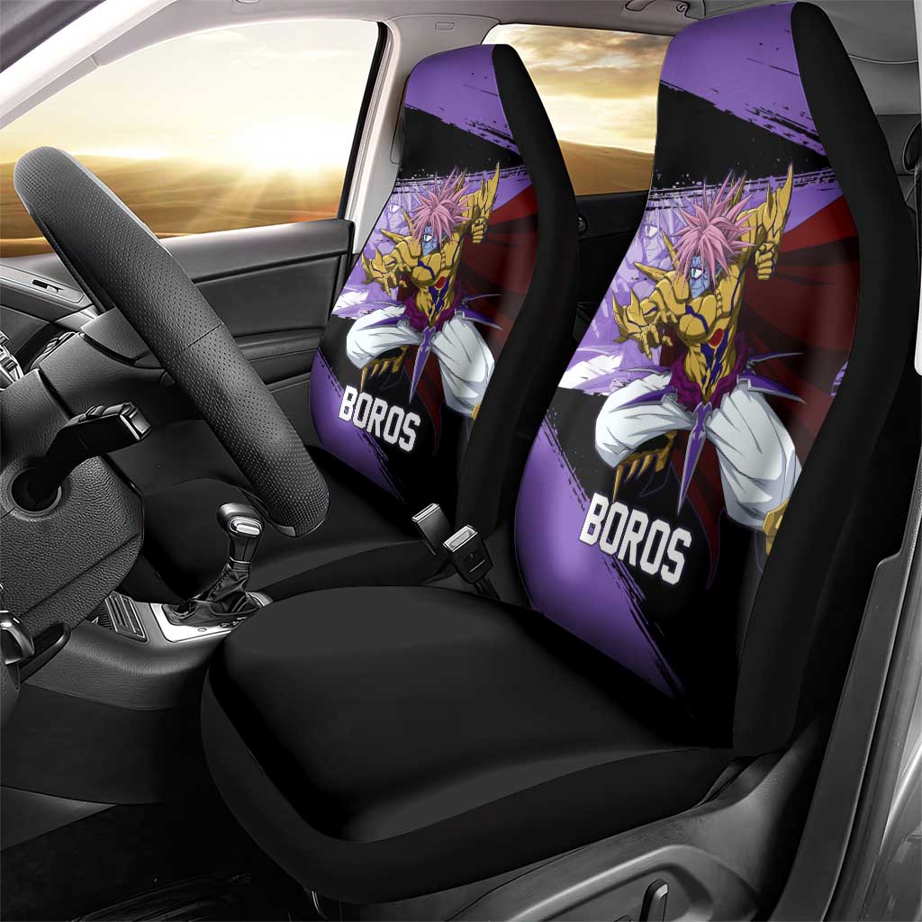 Boros One Punch Man Anime Purple and Black Theme Car Seat Cover with Galactic Overlord Design and Intense Battle Stance - The Mazicc