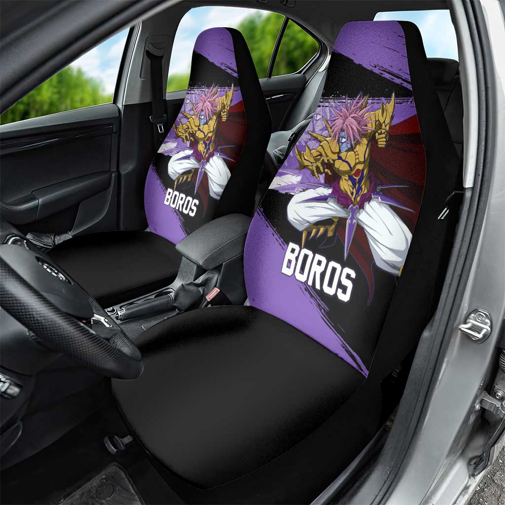 Boros One Punch Man Anime Purple and Black Theme Car Seat Cover with Galactic Overlord Design and Intense Battle Stance - The Mazicc