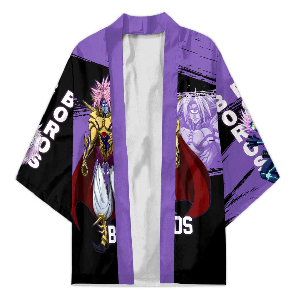 Boros One Punch Man Anime Purple and Black Theme Kimono with Galactic Overlord Design and Intense Battle Stance - The Mazicc