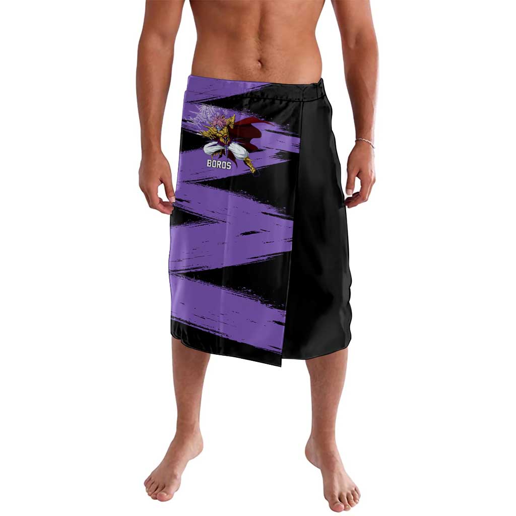 Boros One Punch Man Anime Purple and Black Theme Lavalava with Galactic Overlord Design and Intense Battle Stance - The Mazicc