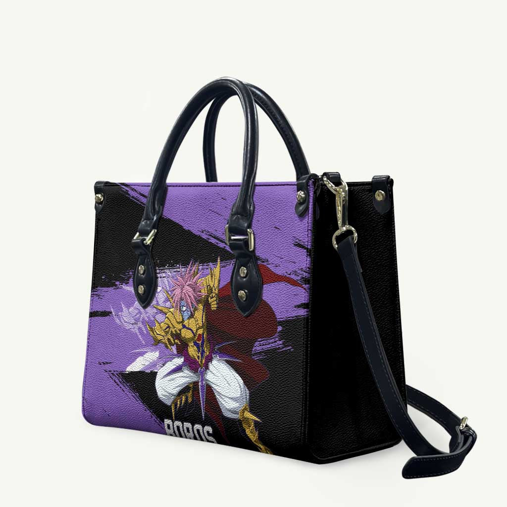 Boros One Punch Man Anime Purple and Black Theme Leather Bag with Galactic Overlord Design and Intense Battle Stance - The Mazicc