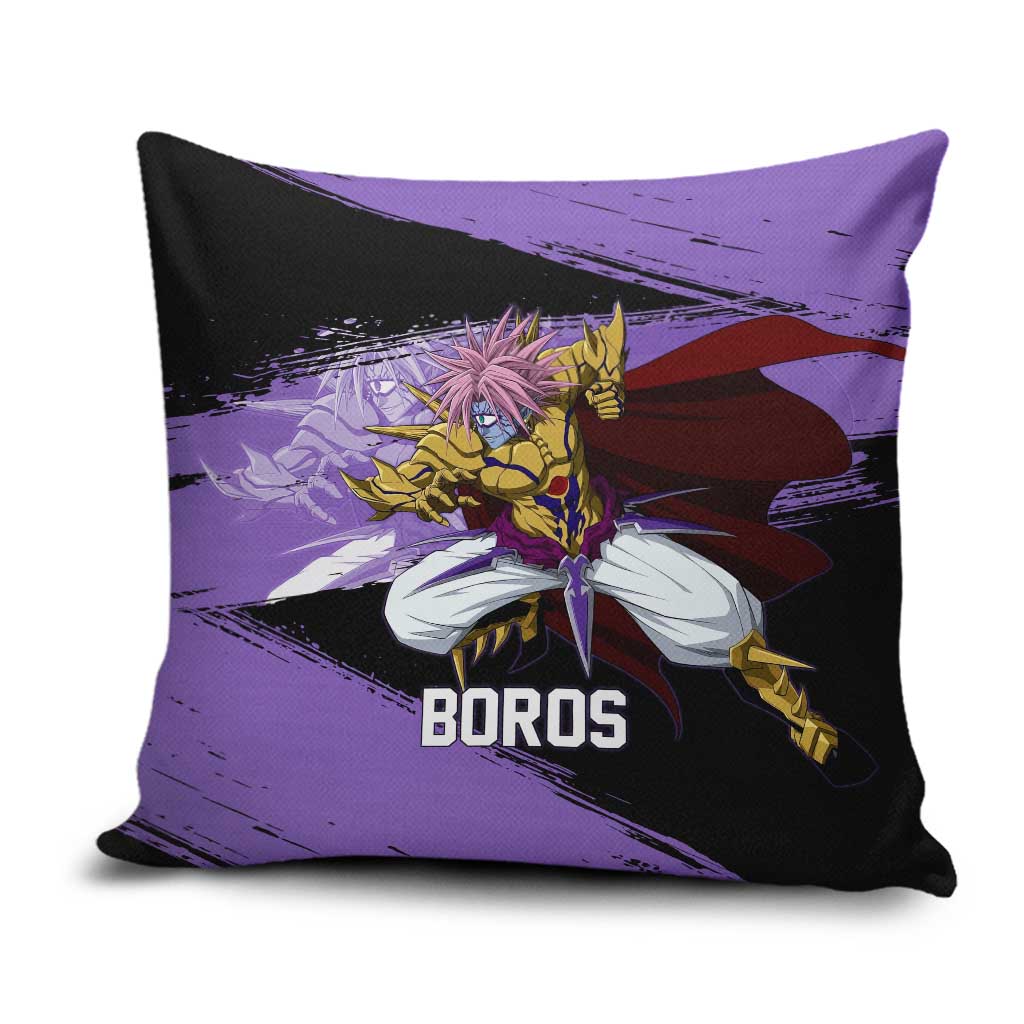 Boros One Punch Man Anime Purple and Black Theme Pillow Cover with Galactic Overlord Design and Intense Battle Stance - The Mazicc