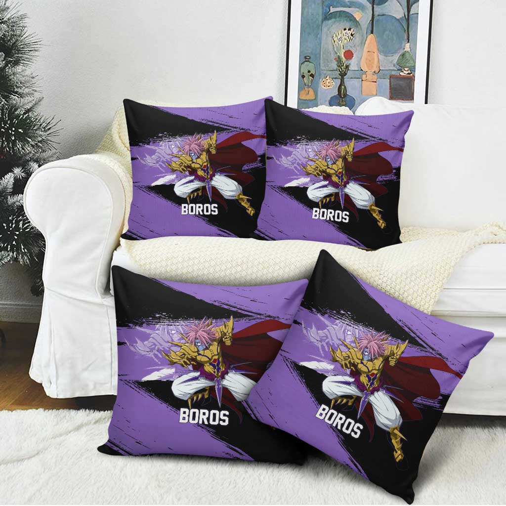 Boros One Punch Man Anime Purple and Black Theme Pillow Cover with Galactic Overlord Design and Intense Battle Stance - The Mazicc