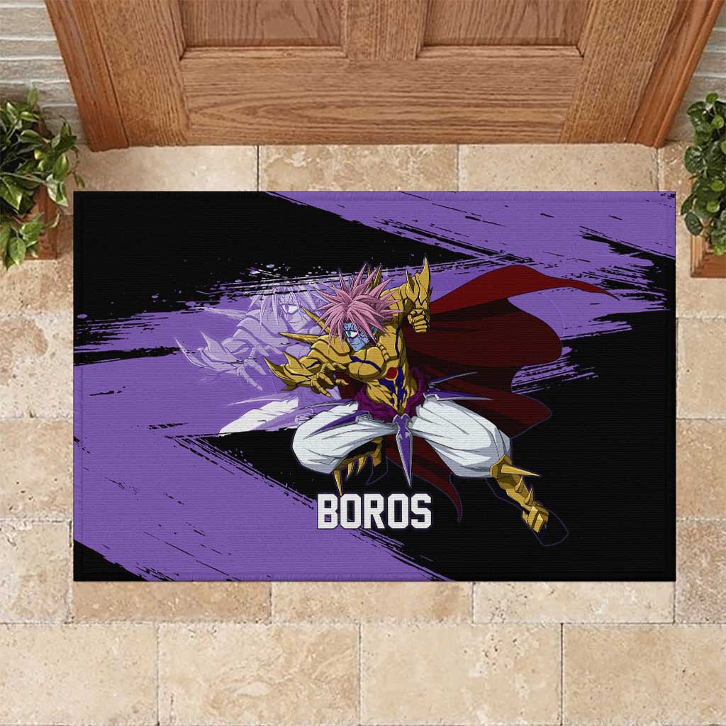 Boros One Punch Man Anime Purple and Black Theme Rubber Doormat with Galactic Overlord Design and Intense Battle Stance - The Mazicc