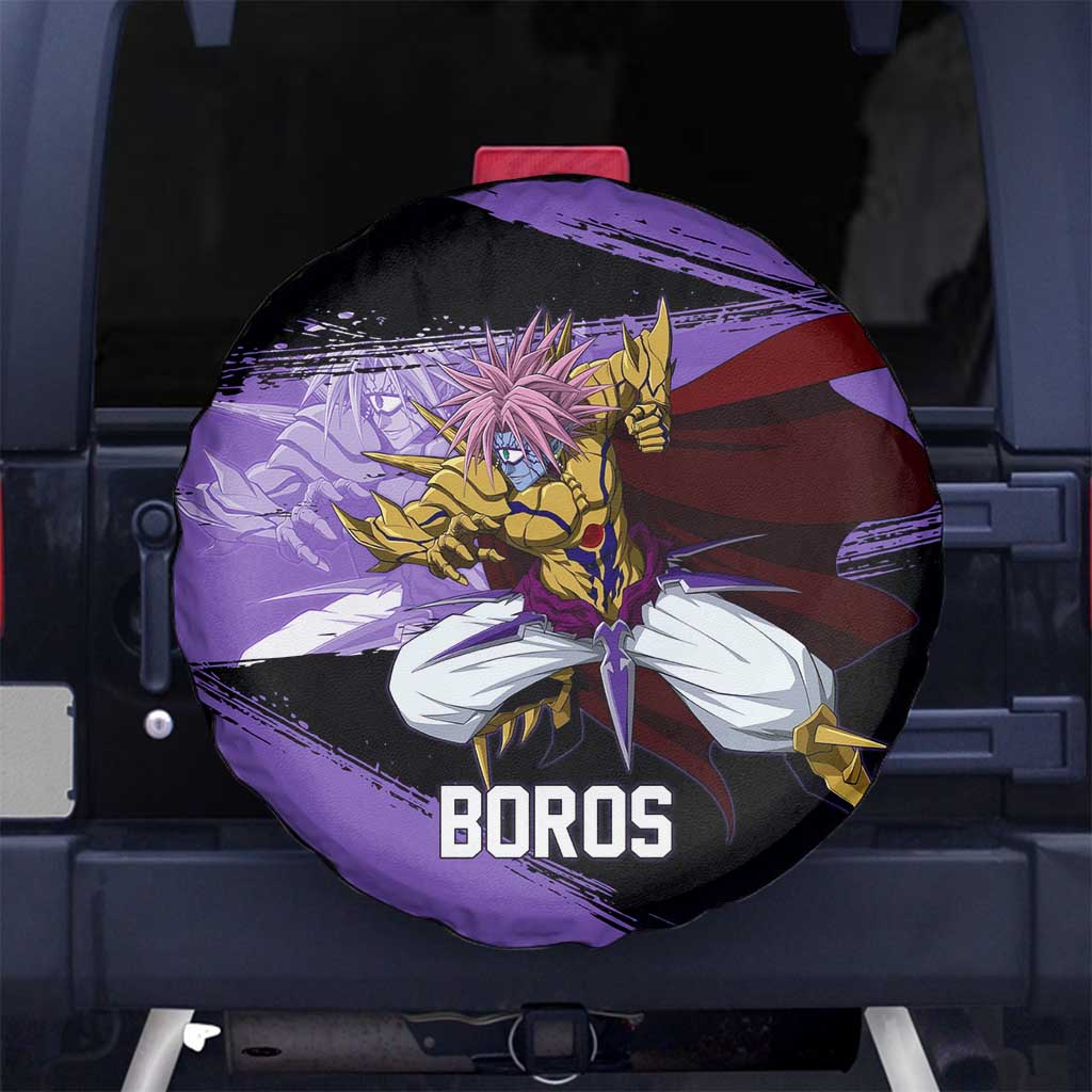 Boros One Punch Man Anime Purple and Black Theme Spare Tire Cover with Galactic Overlord Design and Intense Battle Stance - The Mazicc