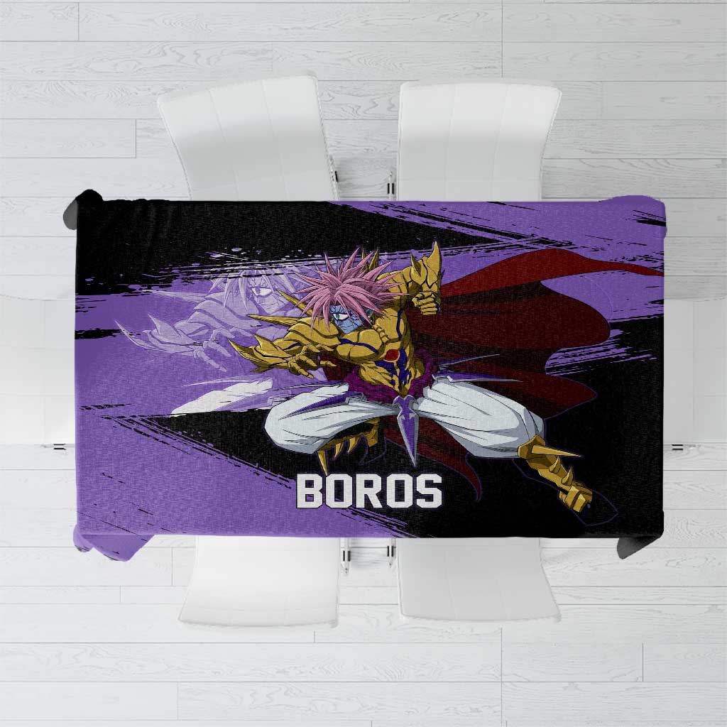 Boros One Punch Man Anime Purple and Black Theme Tablecloth with Galactic Overlord Design and Intense Battle Stance - The Mazicc