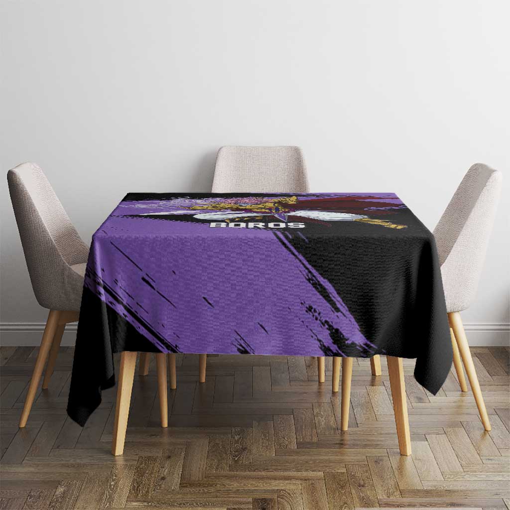 Boros One Punch Man Anime Purple and Black Theme Tablecloth with Galactic Overlord Design and Intense Battle Stance - The Mazicc