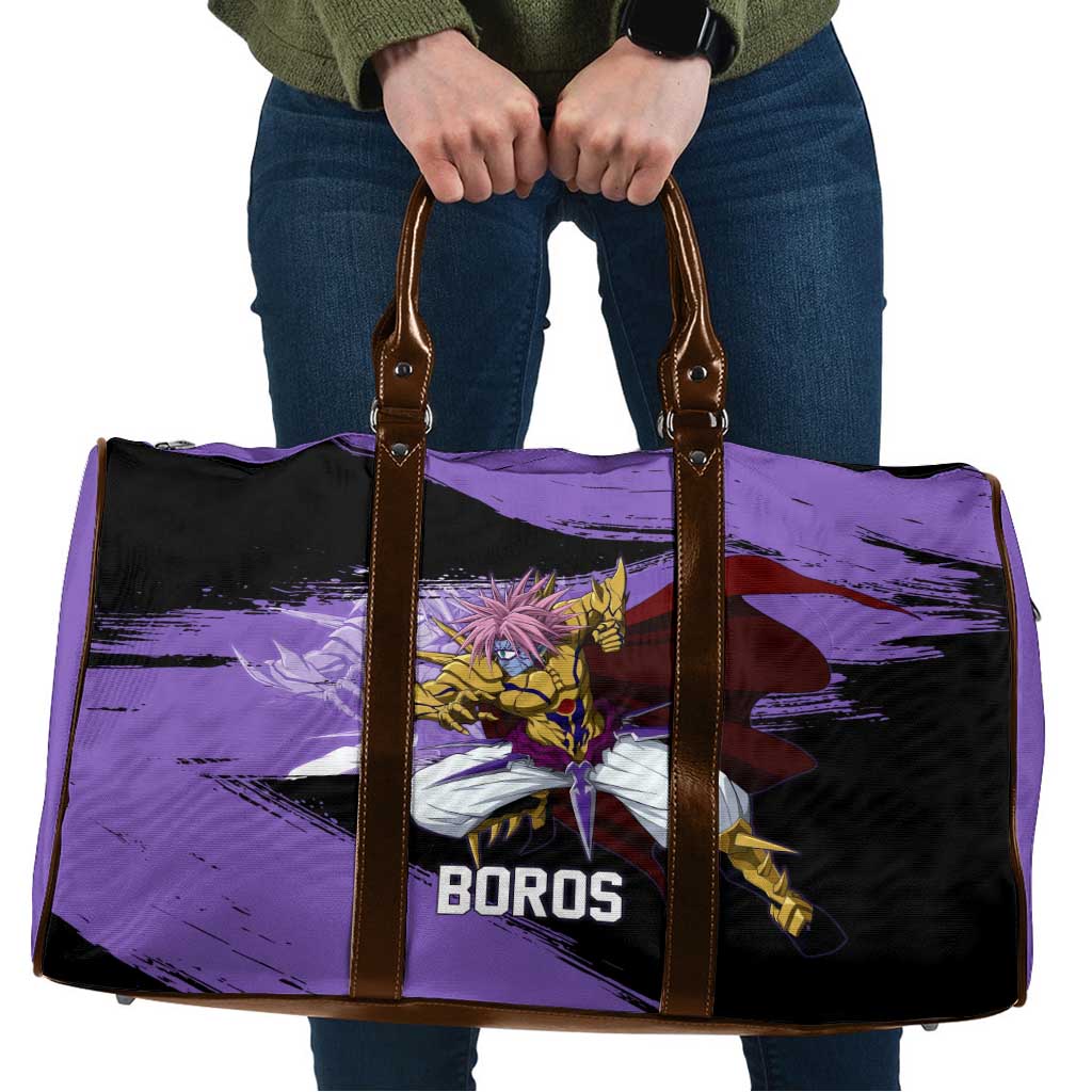 Boros One Punch Man Anime Purple and Black Theme Travel Bag with Galactic Overlord Design and Intense Battle Stance - The Mazicc